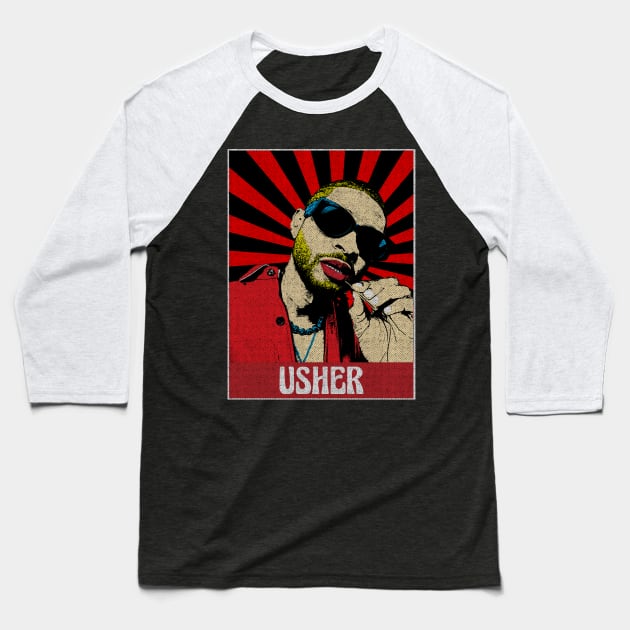 Usher Pop Art Fan Art Baseball T-Shirt by Motor Lipat